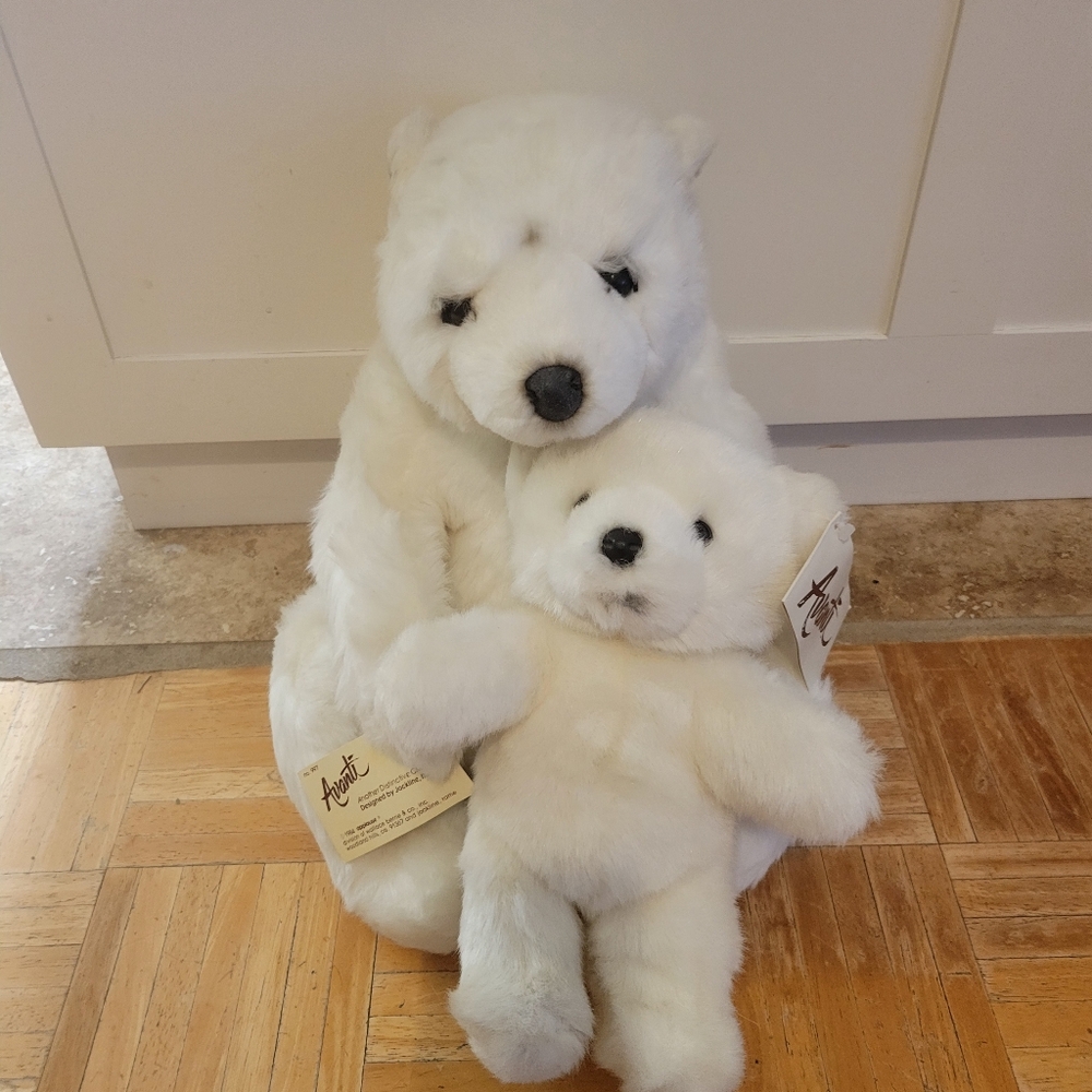 Avanti White Plush Polar Bear Set VTG